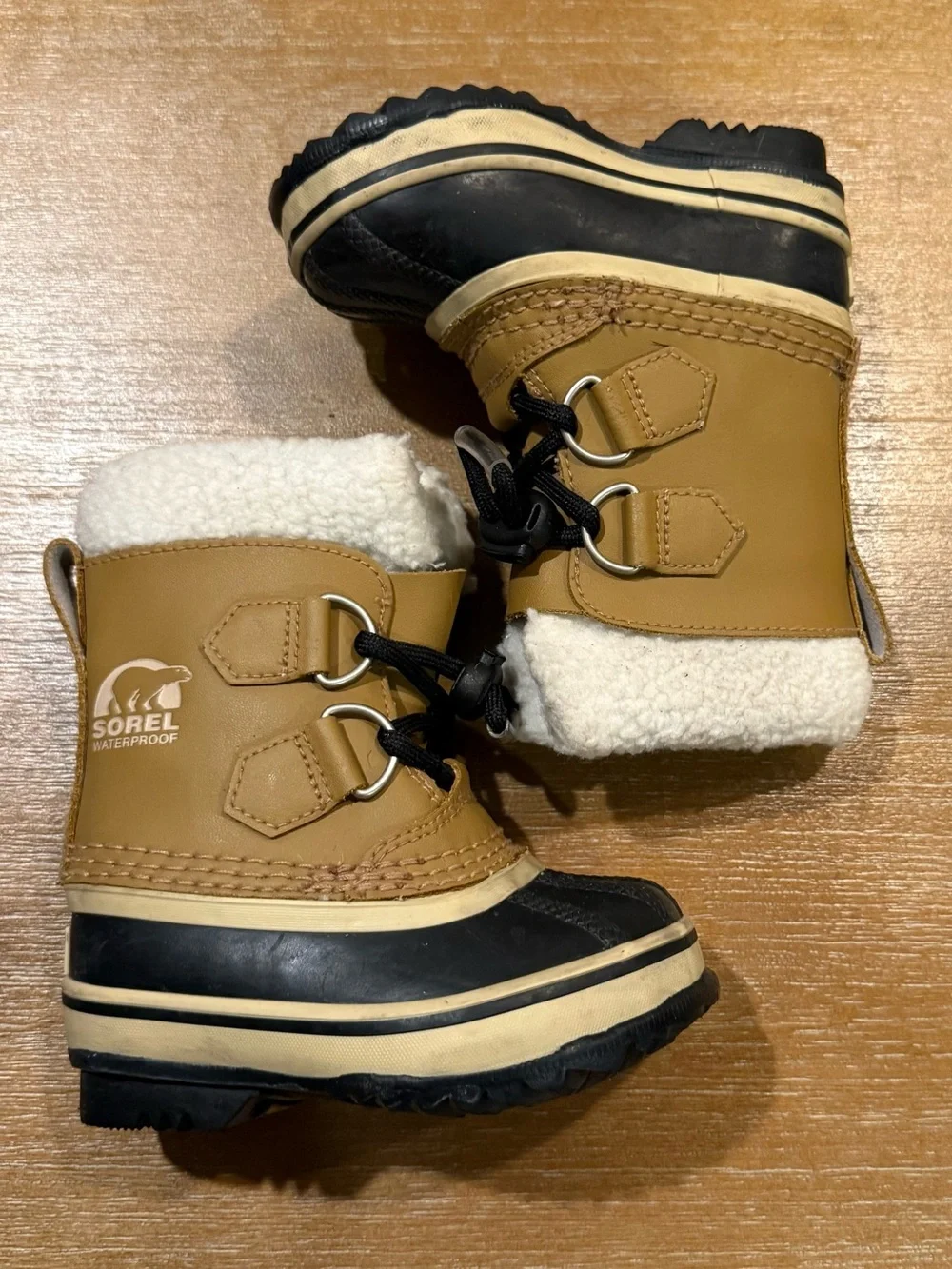 Sorel Toddler Yoot Pac Winter Boots Waterproof Insulated Tan Black Sz 6